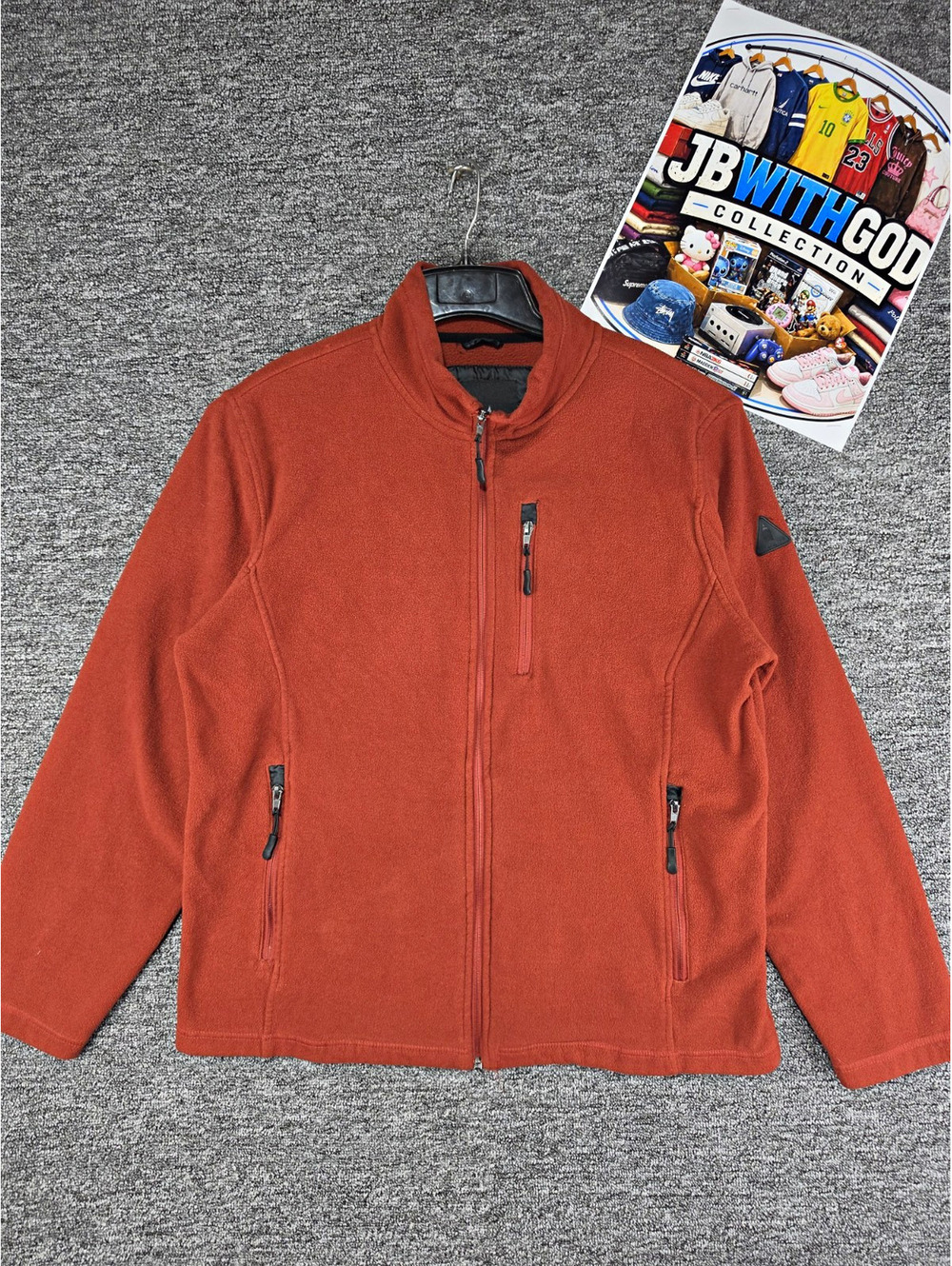 London Fog Men's Rust Full Zip Fleece Jacket Stand-Up Collar Size L